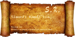 Simonfi Kamélia névjegykártya
